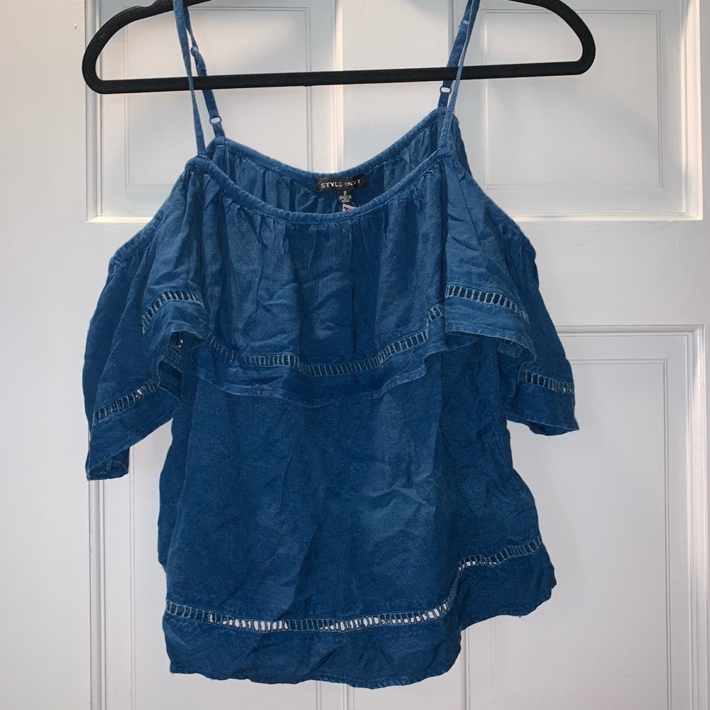 Blue off the shoulder top